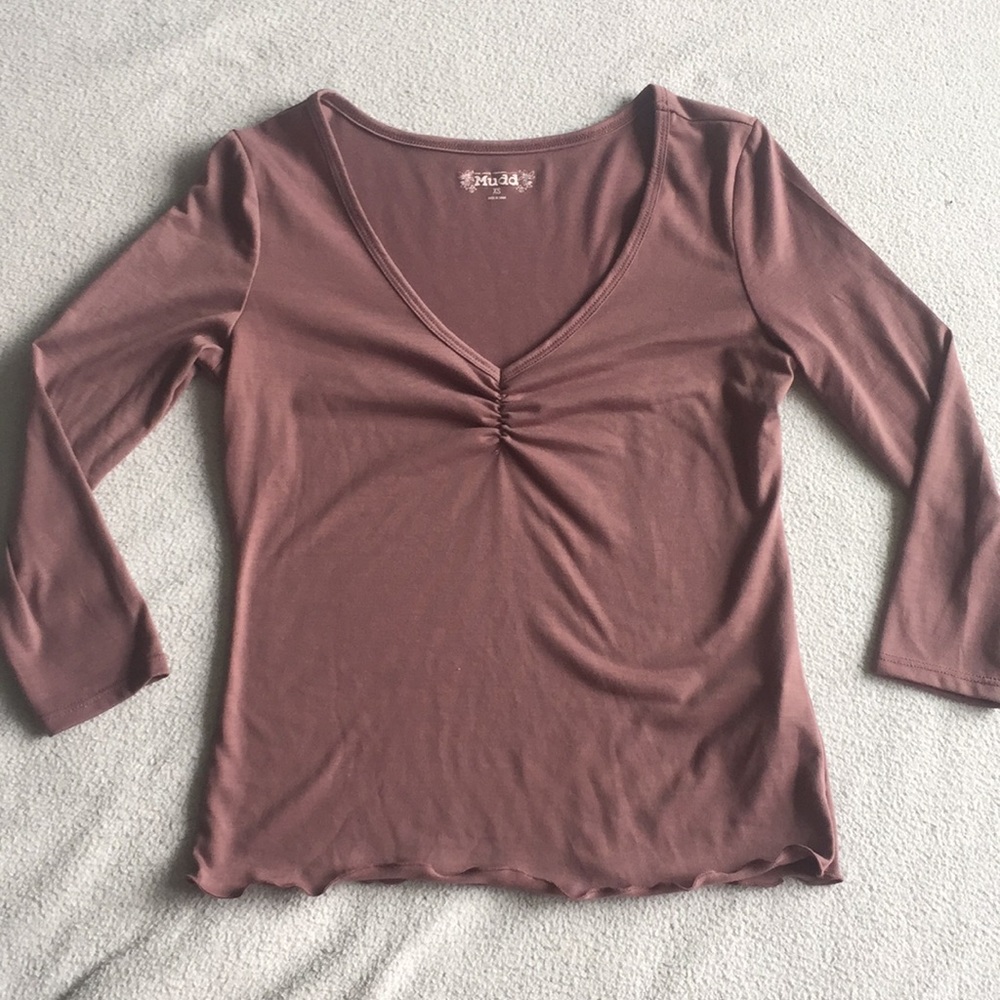 Mudd cropped dusty pink shirt